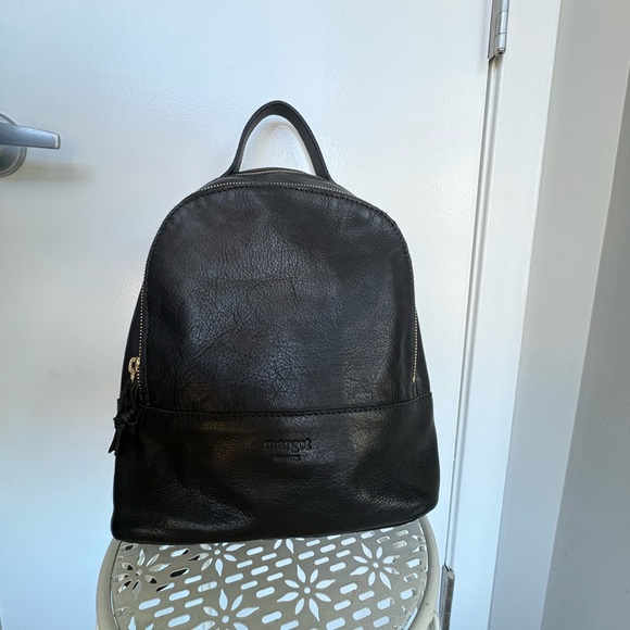 Margot Classic Black Leather Backpack - Picture 9 of 11